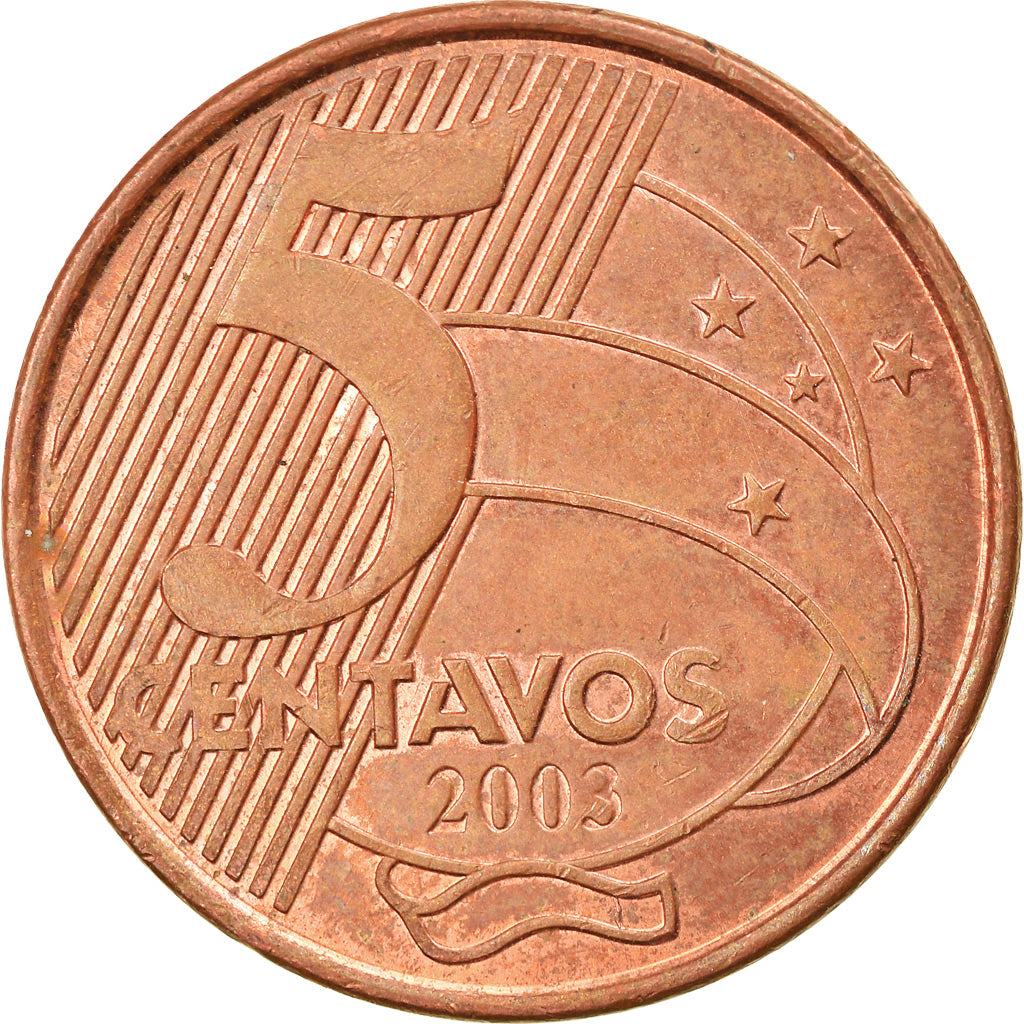 Münze, Brasilien, 5 Centavos, 2003, VZ, Copper Plated Steel, KM:648