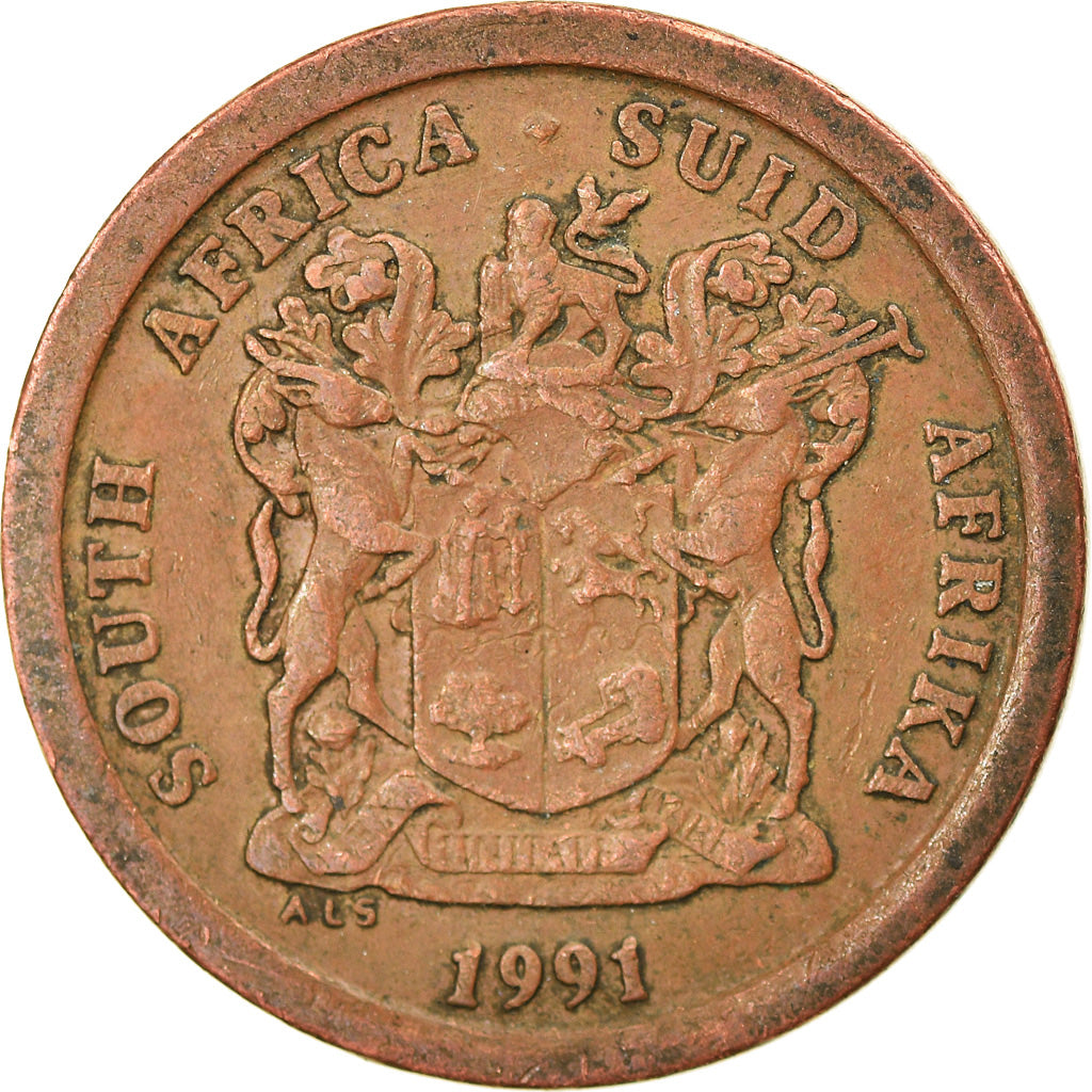 Moneda, Sudáfrica, 5 Cents, 1991, MBC, Cobre chapado en acero, KM:134