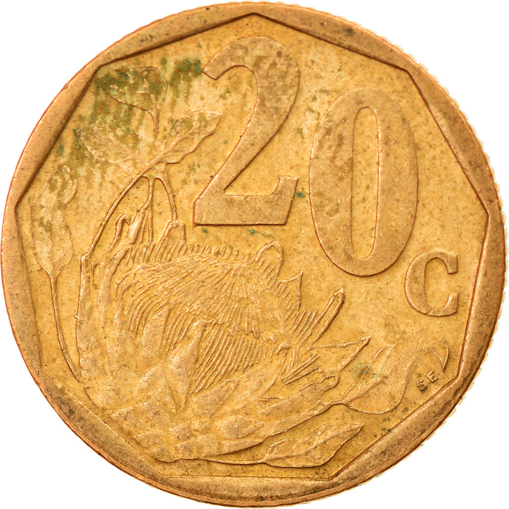 Moeda, África do Sul, 20 Cents, 2001, Pretoria, EF(40-45), Aço Cromado a