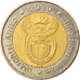 Moneta, Sudafrica, 5 Rand, 2010, Pretoria, BB, Bi-metallico, KM:499