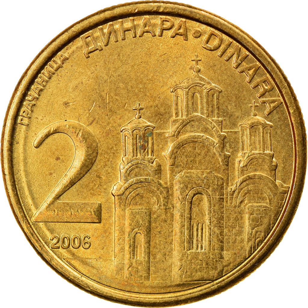 Moneta, Serbia, 2 Dinara, 2006, BB, Nichel-ottone, KM:46