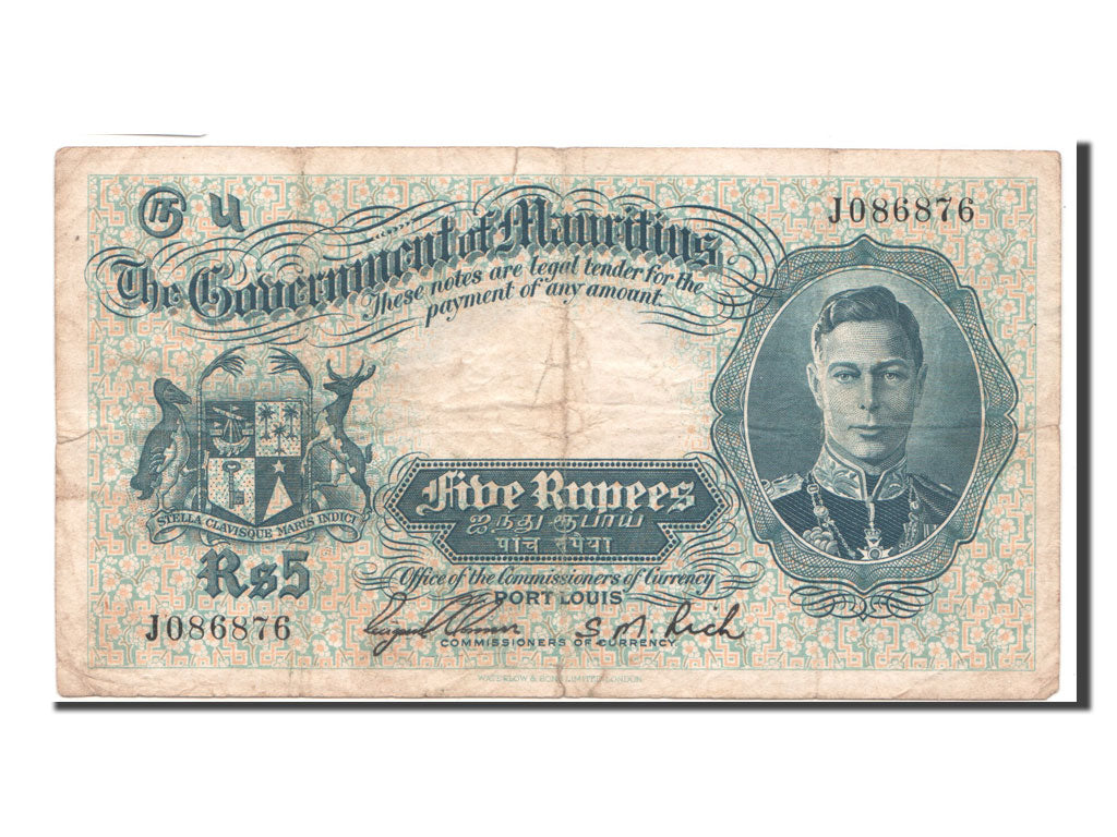 Mauritius, 5 Rupees, KM #22, VF(30-35), J.086876