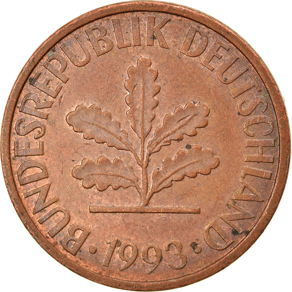 Moneta, GERMANIA - REPUBBLICA FEDERALE, 2 Pfennig, 1993, Munich, BB, Acciaio