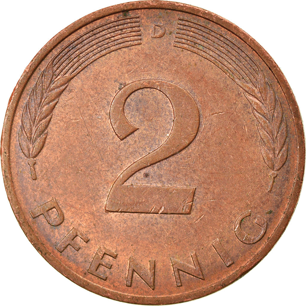 Moneta, GERMANIA - REPUBBLICA FEDERALE, 2 Pfennig, 1993, Munich, BB, Acciaio