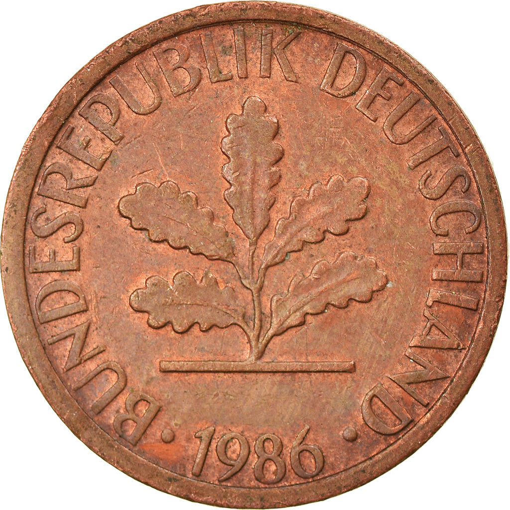 Moneta, GERMANIA - REPUBBLICA FEDERALE, Pfennig, 1986, Munich, BB, Acciaio