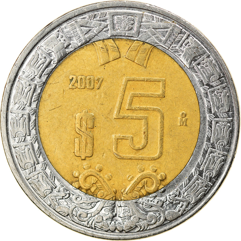 Moneta, Messico, 5 Pesos, 2007, Mexico City, BB, Bi-metallico, KM:605