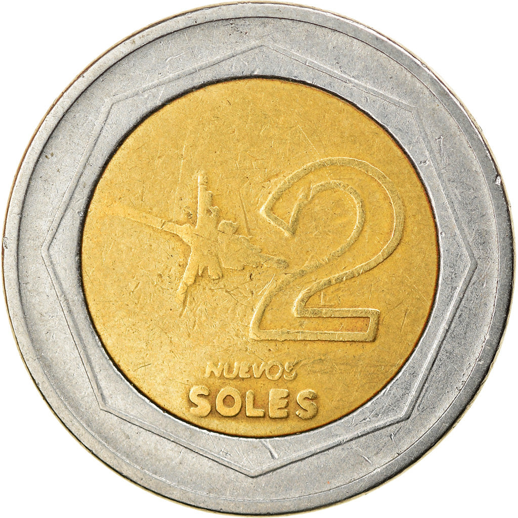 Moneta, Perù, 2 Nuevos Soles, 1994, Lima, MB+, Bi-metallico, KM:313