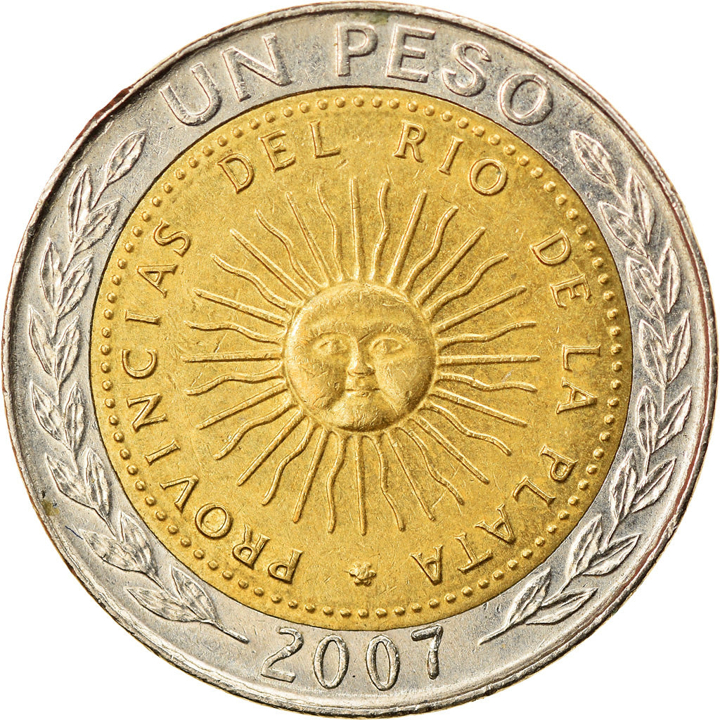 Coin, Argentina, Peso, 2007, AU(55-58), Bi-Metallic, KM:112.1
