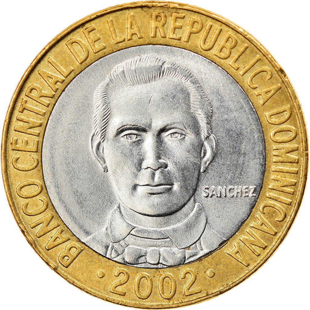 Monnaie, Dominican Republic, 5 Pesos, 2002, SUP, Bi-Metallic, KM:89