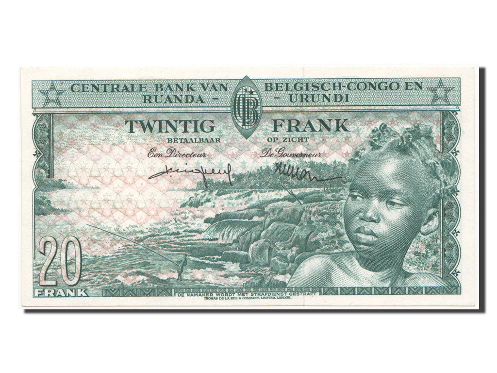 Belgian Congo, 20 Francs, 1957, KM #31, 1957-04-15, UNC(60-62), M.865205