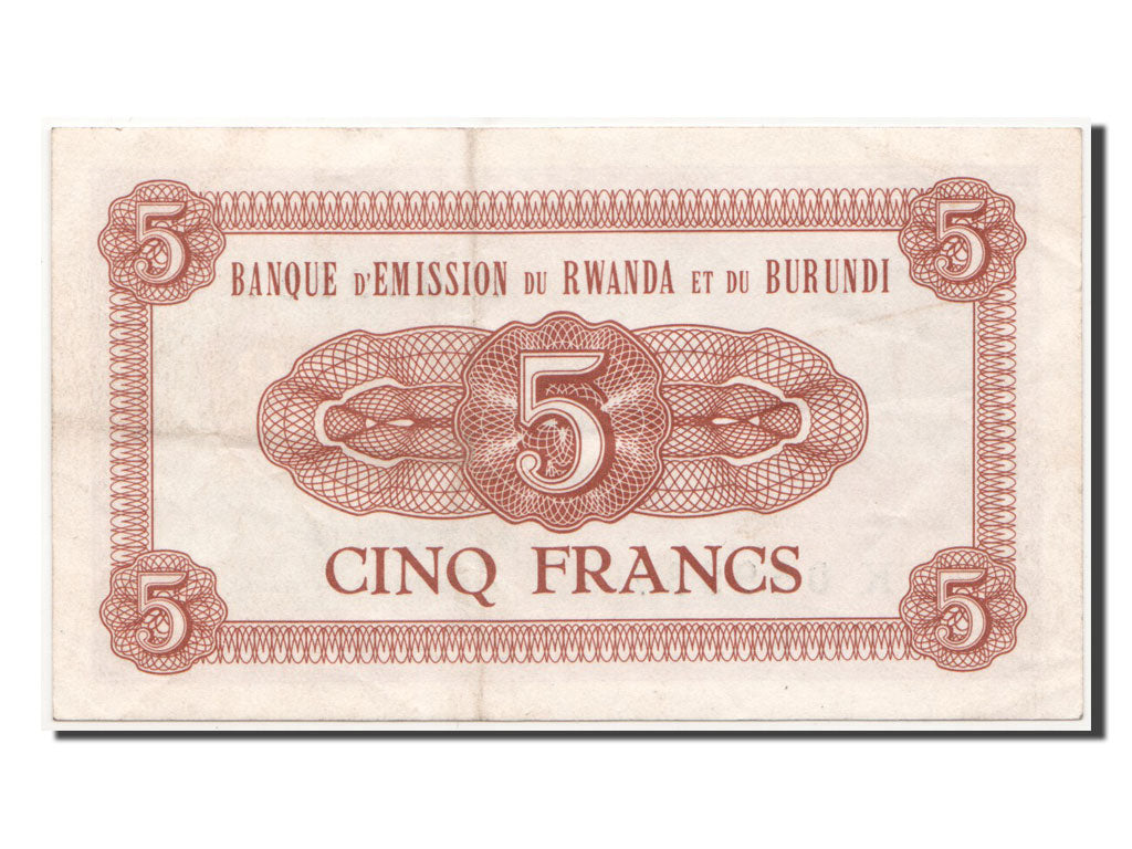 Banknote, Rwanda-Burundi, 5 Francs, 1963, 1963-04-15, AU(55-58)
