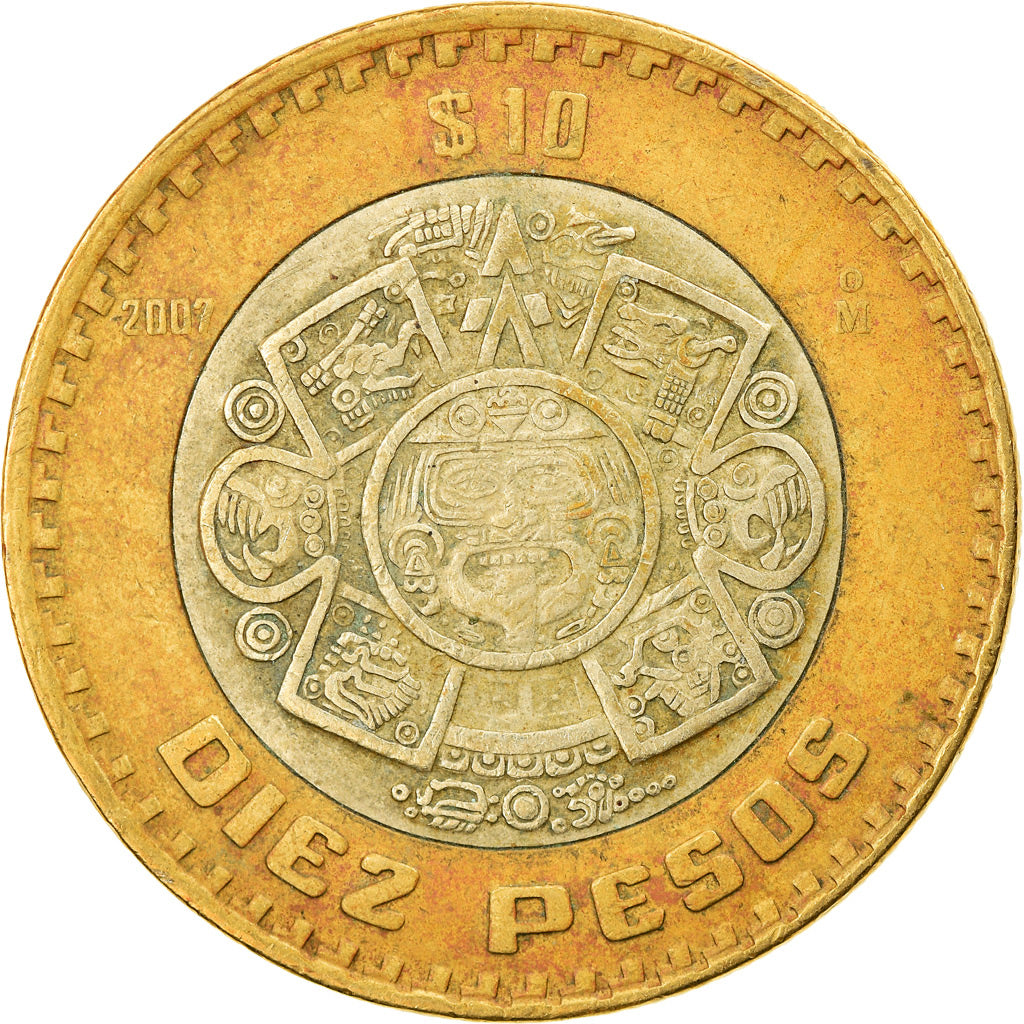 Moneda, México, 10 Pesos, 2007, Mexico City, MBC, Bimetálico, KM:616