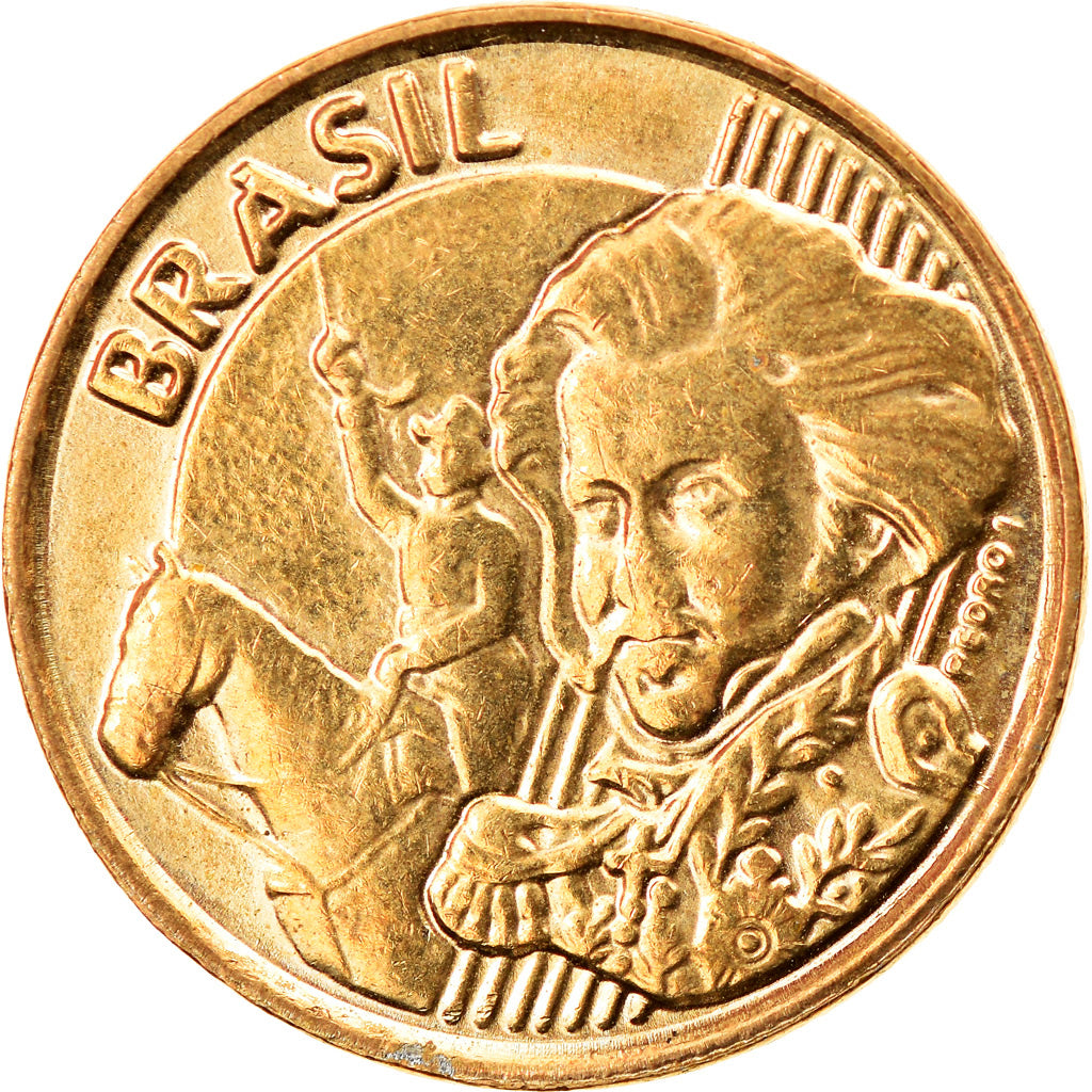 Moneta, Brazylia, 10 Centavos, 2012, AU(55-58), Brąz platerowany stalą