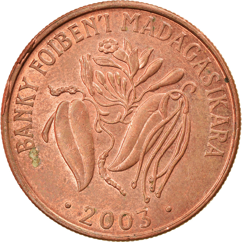 Coin, Madagascar, 2 Ariary, 2003, Royal Canadian Mint, EF(40-45), Copper Plated