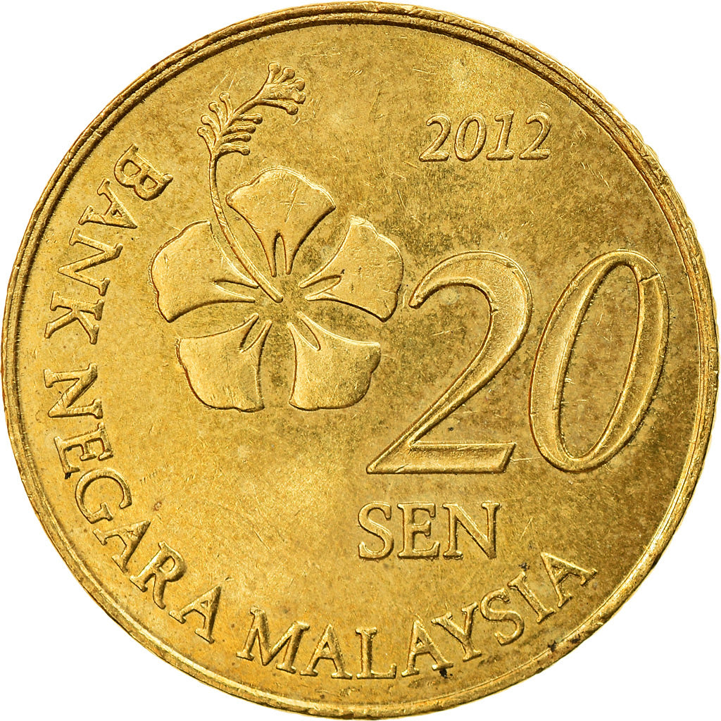 Coin, Malaysia, 20 Sen, 2012, EF(40-45), Nickel-brass, KM:203
