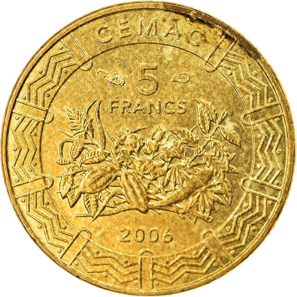 Moneta, Stati dell’Africa centrale, 5 Francs, 2006, Paris, BB, Ottone, KM:18