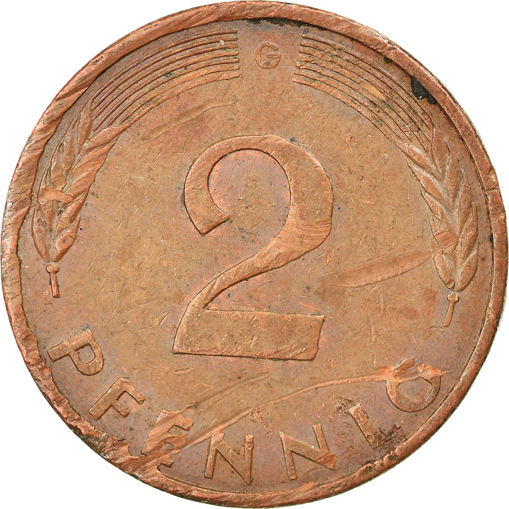 Moneda, ALEMANIA - REPÚBLICA FEDERAL, 2 Pfennig, 1979, Karlsruhe, MBC, Cobre
