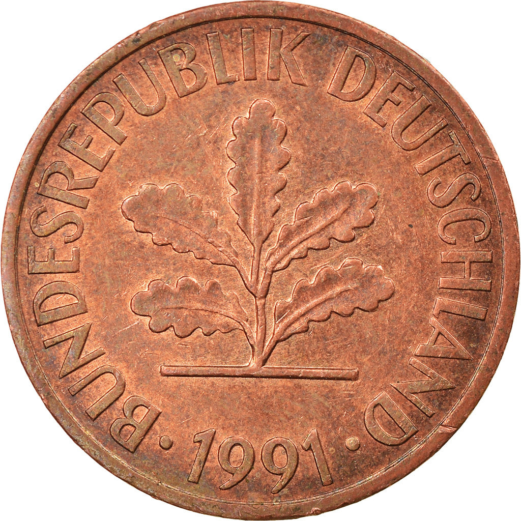 Moneta, GERMANIA - REPUBBLICA FEDERALE, 2 Pfennig, 1991, Karlsruhe, BB, Acciaio