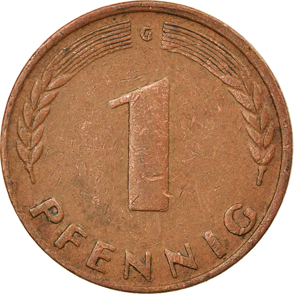 Moneta, GERMANIA - REPUBBLICA FEDERALE, Pfennig, 1949, Karlsruhe, BB, Acciaio