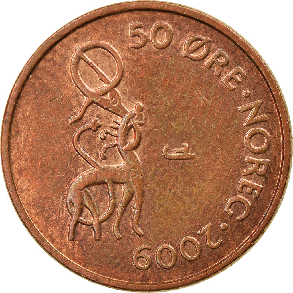 Coin, Norway, Harald V, 50 Öre, 2009, EF(40-45), Bronze, KM:460