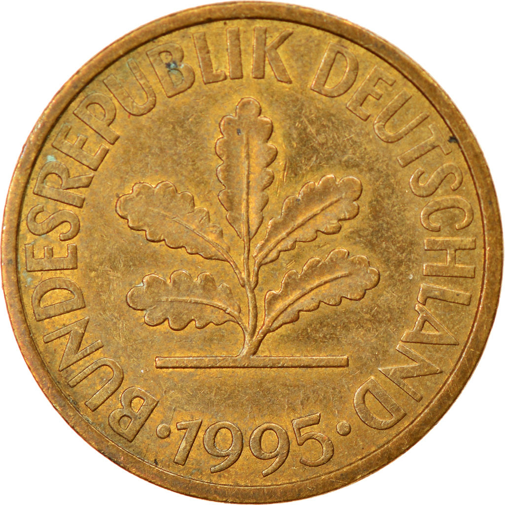 Munten, Federale Duitse Republiek, 10 Pfennig, 1995, Hambourg, ZF, Brass Clad