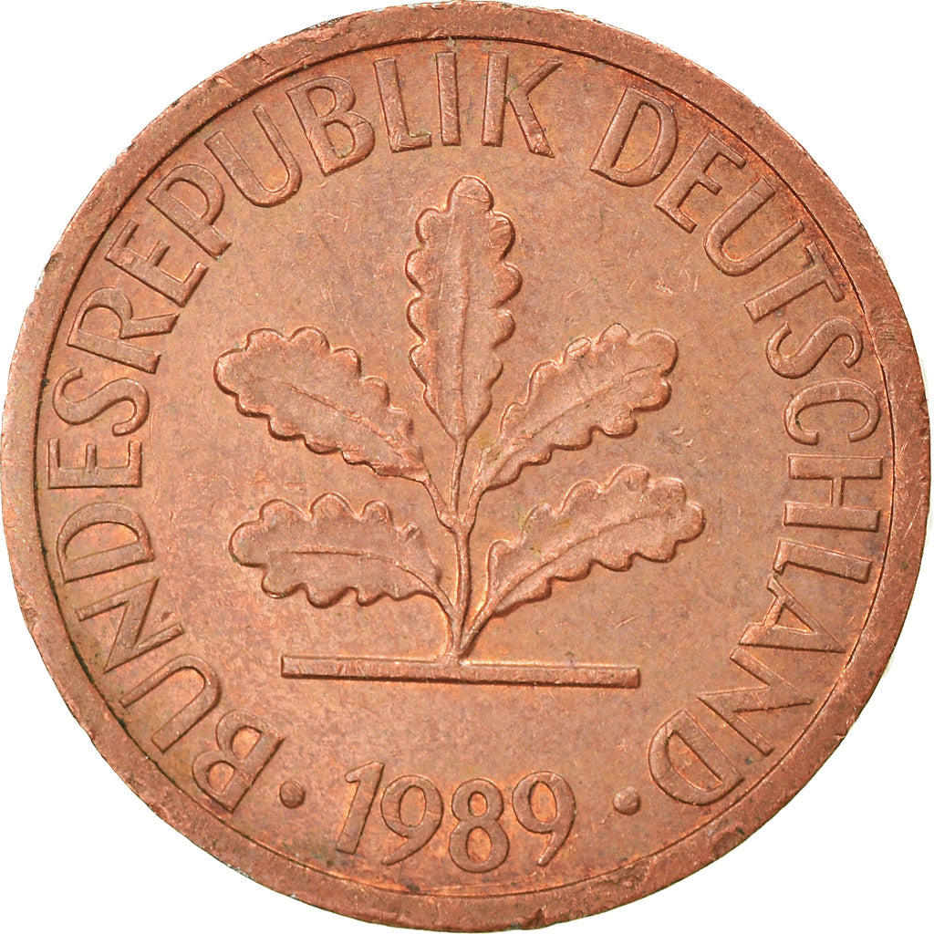 Münze, Bundesrepublik Deutschland, Pfennig, 1989, Karlsruhe, SS, Copper Plated