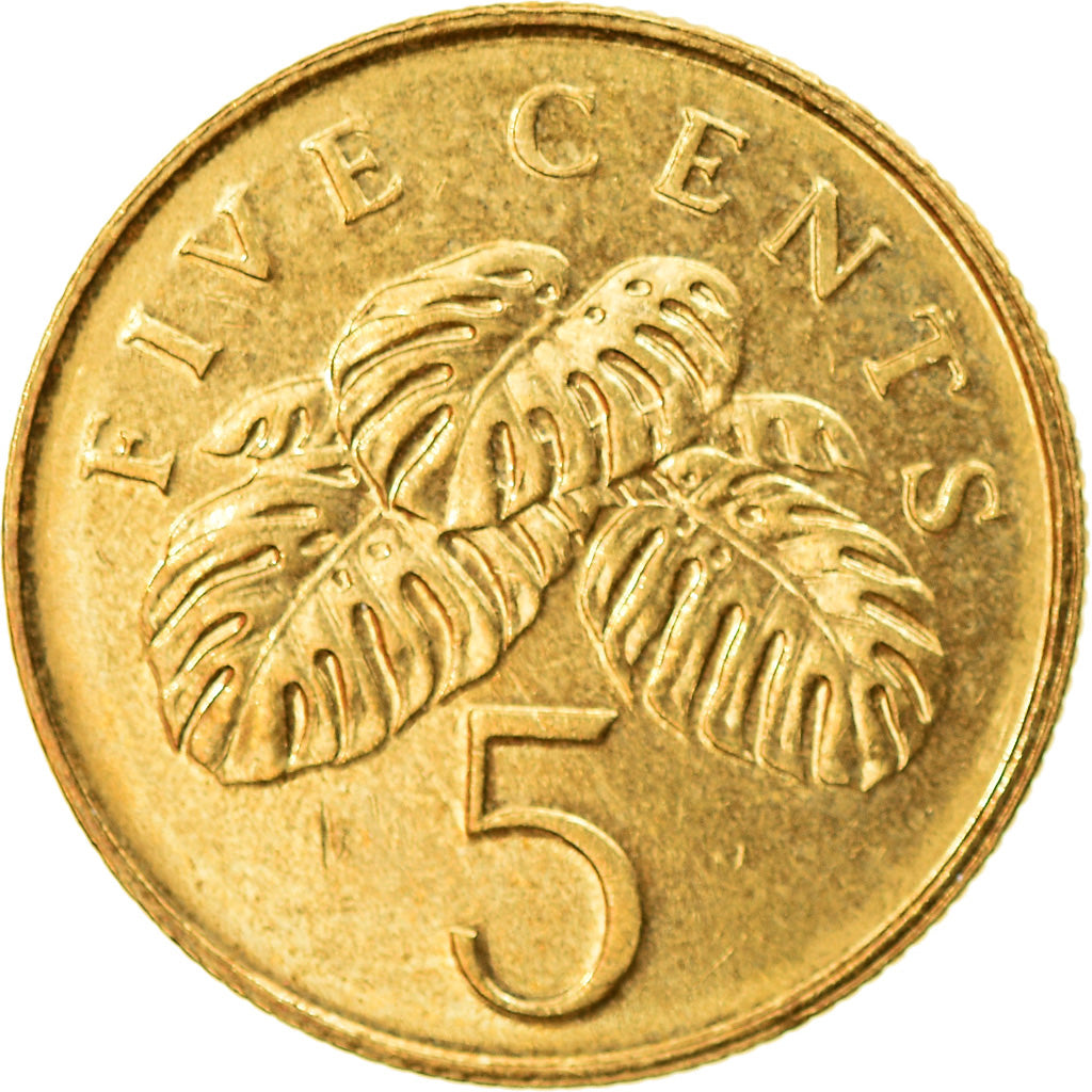 Coin, Singapore, 5 Cents, 2004, Singapore Mint, EF(40-45), Aluminum-Bronze