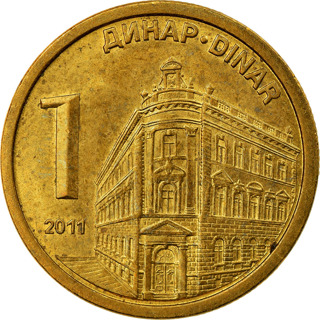 Moneta, Serbia, Dinar, 2011, AU(55-58), Miedź platerowana stalą, KM:48