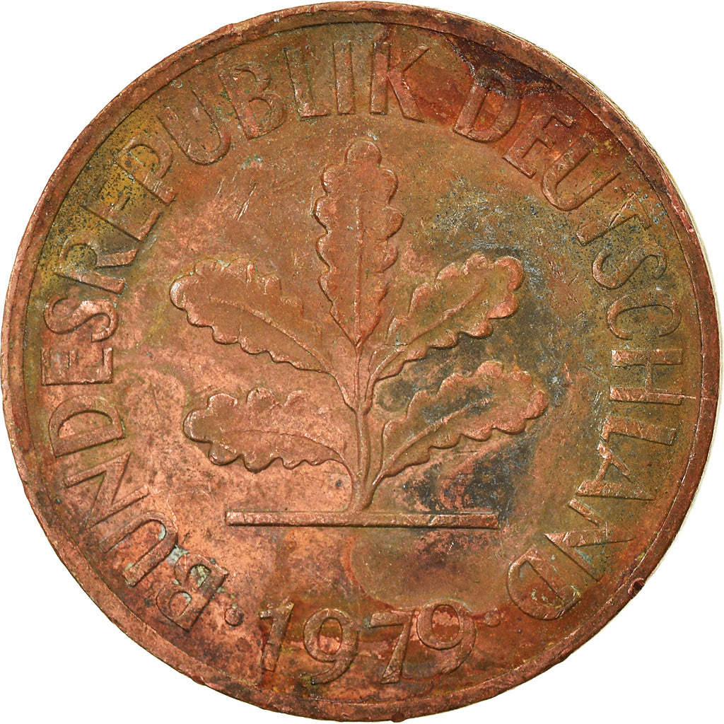 Münze, Bundesrepublik Deutschland, 2 Pfennig, 1979, Stuttgart, S+, Copper