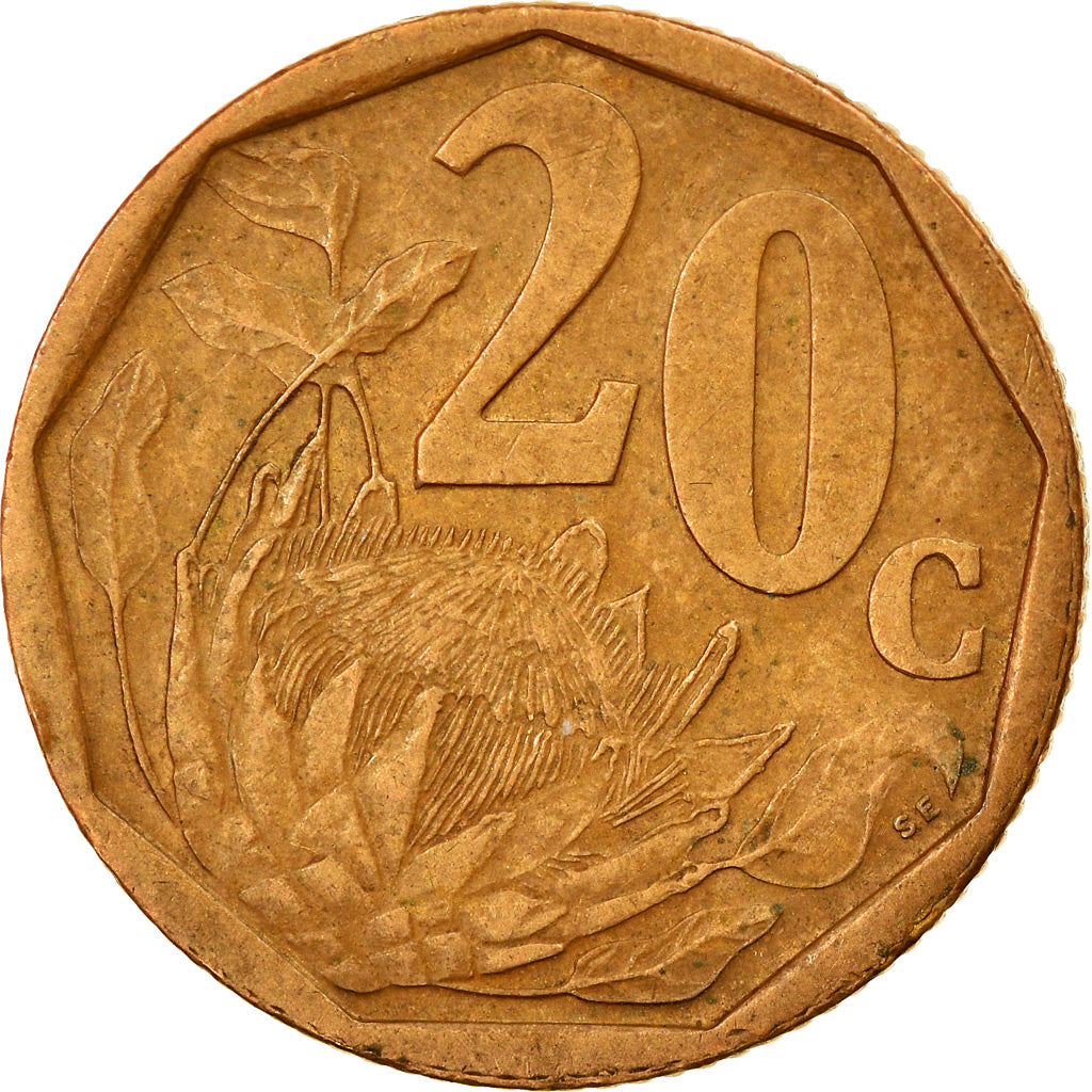 Moneta, Sudafrica, 20 Cents, 1999, Pretoria, BB, Acciaio placcato in bronzo