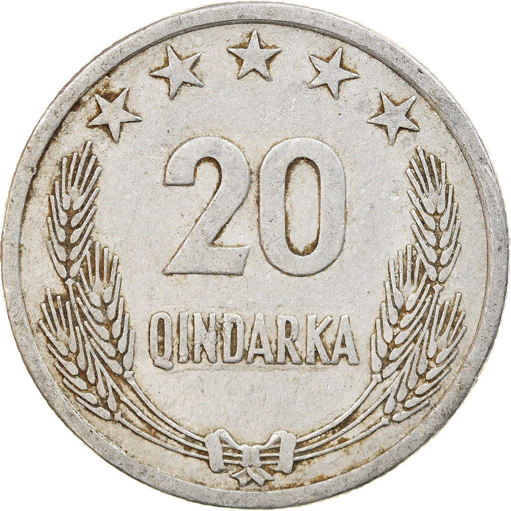 Moeda, Albânia, 20 Qindarka, 1964, VF(30-35), Alumínio, KM:41