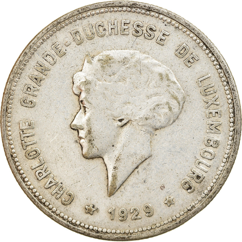 Moneta, Lussemburgo, Charlotte, 5 Francs, 1929, BB, Argento, KM:38
