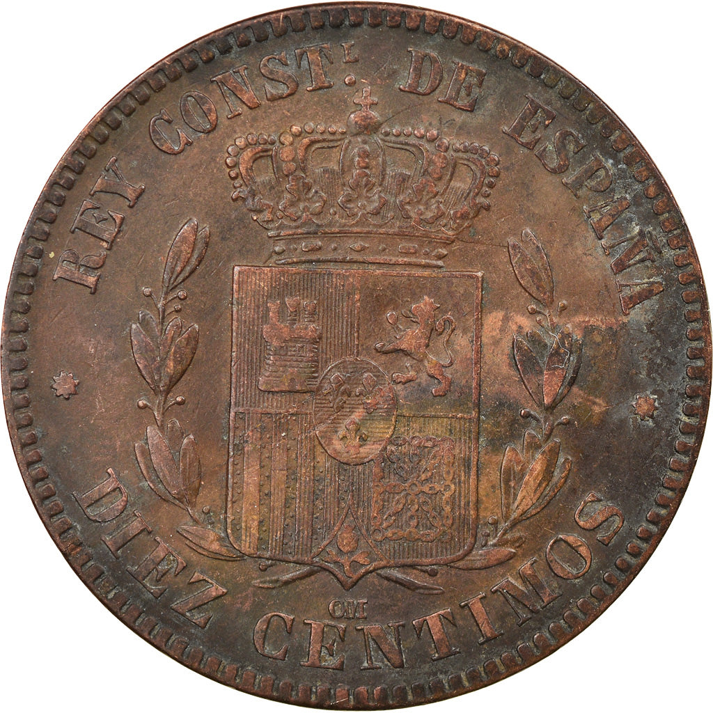 Münze, Spanien, Alfonso XII, 10 Centimos, 1877, SS, Bronze, KM:675