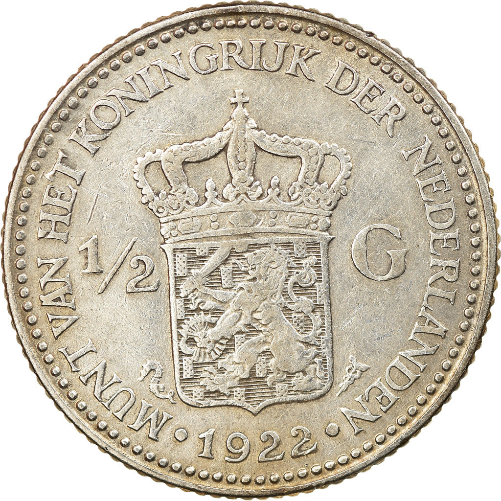 Munten, Nederland, Wilhelmina I, 1/2 Gulden, 1922, ZF, Zilver, KM:160