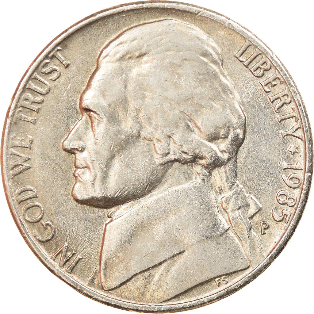Coin, United States, Jefferson Nickel, 5 Cents, 1985, U.S. Mint, Philadelphia