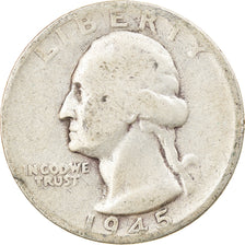 Moneta, USA, Washington Quarter, Quarter, 1945, U.S. Mint, San Francisco