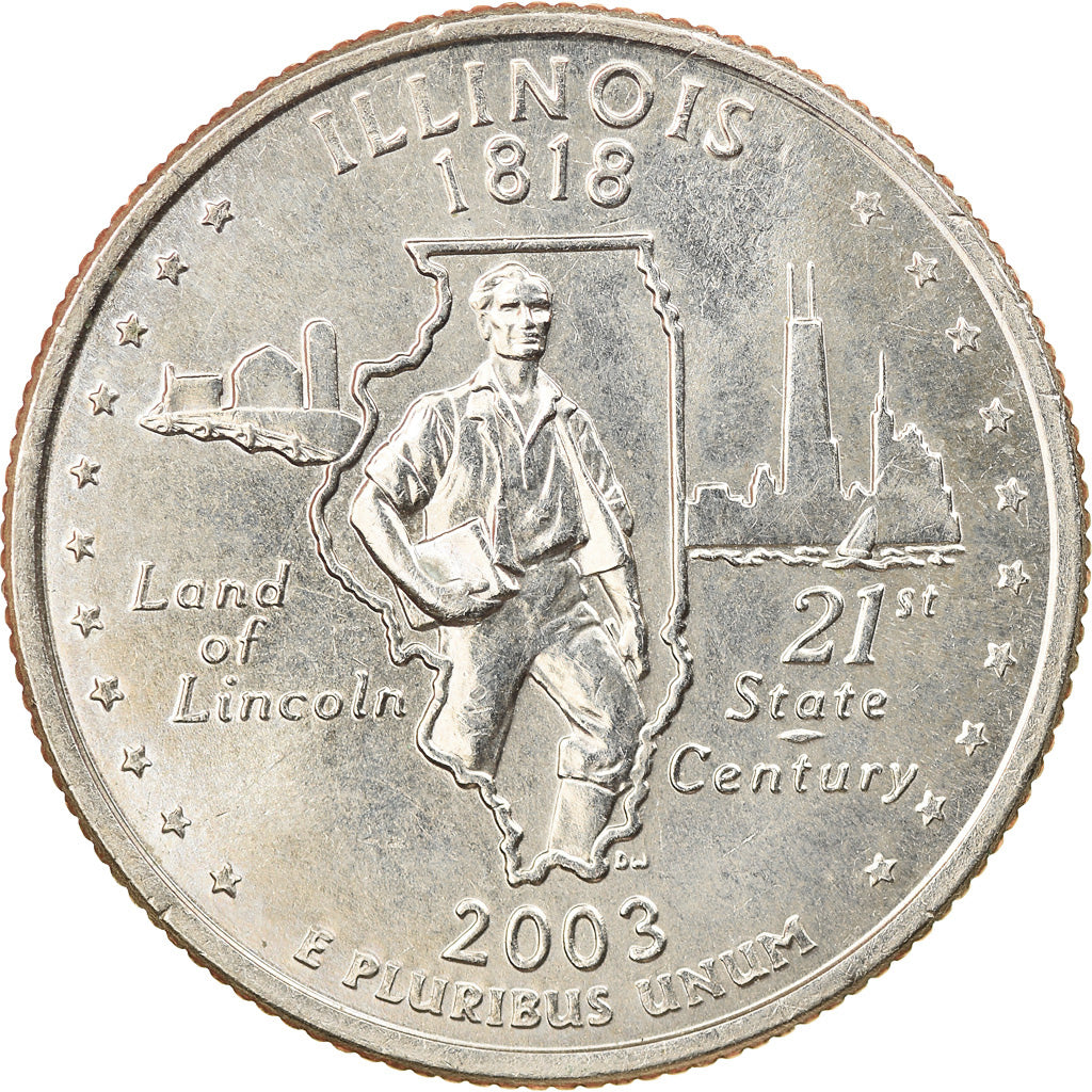 Coin, United States, Illinois, Quarter, 2003, U.S. Mint, Denver, EF(40-45)
