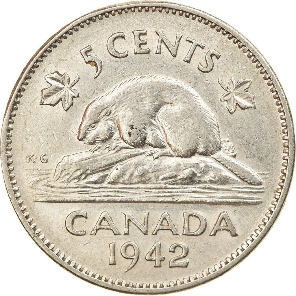 Moneta, Canada, George VI, 5 Cents, 1942, Royal Canadian Mint, Ottawa, BB