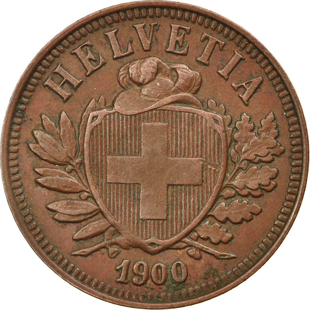 Coin, Switzerland, 2 Rappen, 1900, Bern, EF(40-45), Bronze, KM:4.2