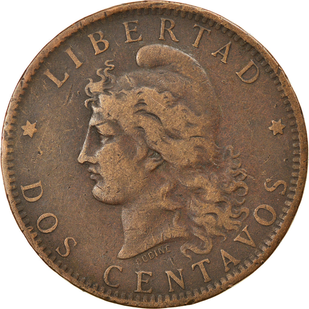 Moneta, Argentina, 2 Centavos, 1885, BB, Bronzo, KM:33