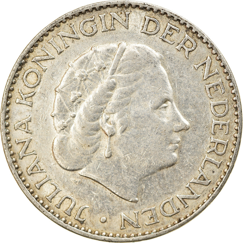 Coin, Netherlands, Juliana, Gulden, 1955, EF(40-45), Silver, KM:184