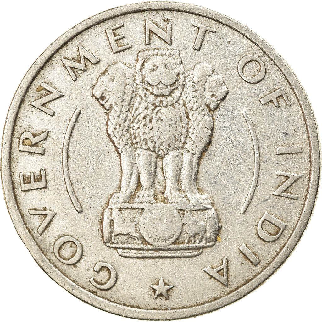 Moeda, ÍNDIA - REPÚBLICA, 1/2 Rupee, 1956, Calcutta, EF(40-45), Níquel