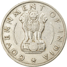 Moeda, ÍNDIA - REPÚBLICA, 1/2 Rupee, 1956, Calcutta, EF(40-45), Níquel