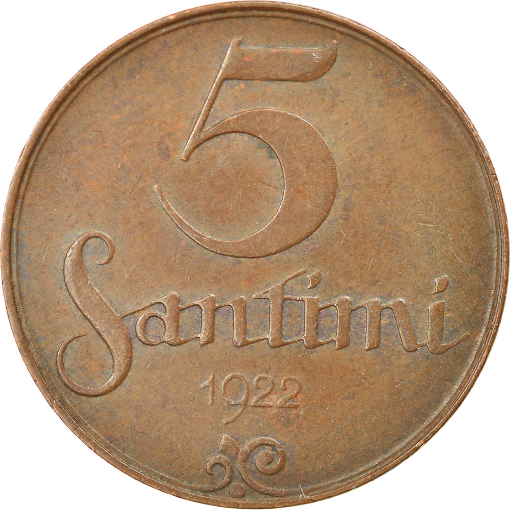 Münze, Latvia, 5 Santimi, 1922, SS, Bronze, KM:3