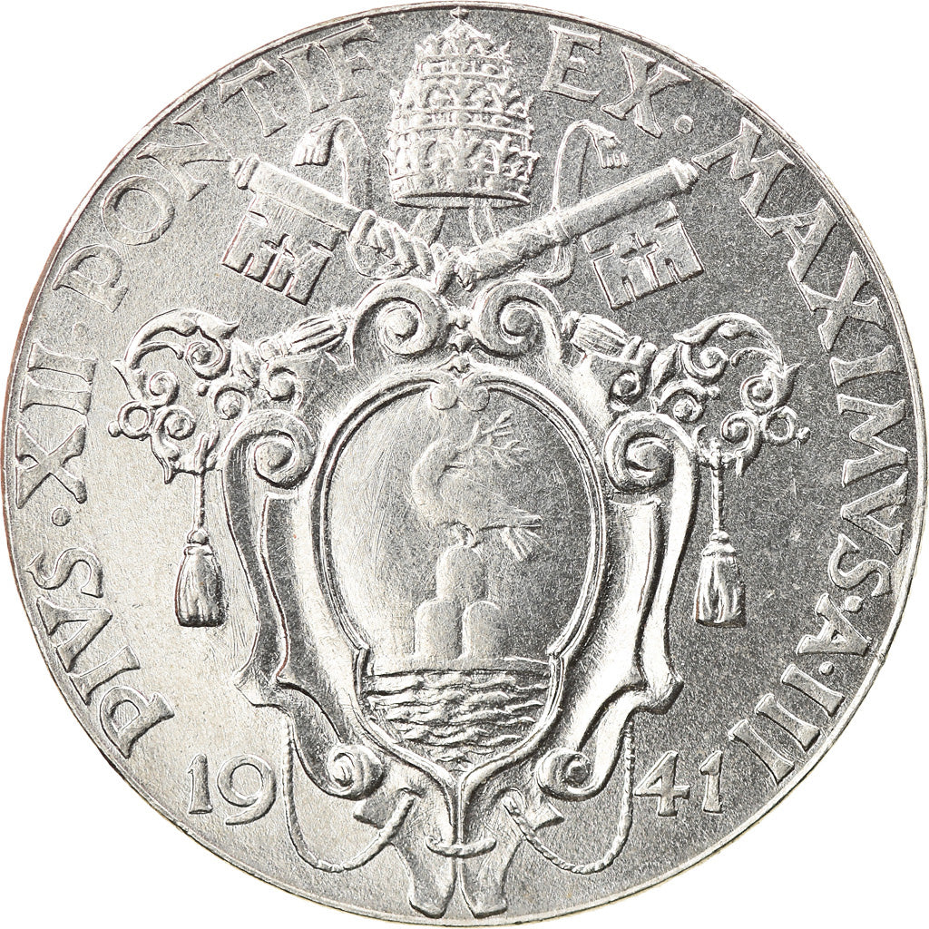Munten, Vaticaanstad, Pius XII, Lira, 1941, PR, Stainless Steel, KM:26a