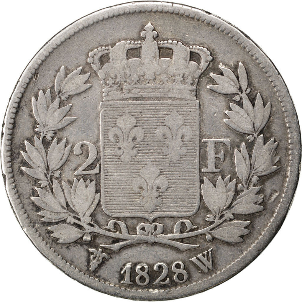 Coin, France, Charles X, 2 Francs, 1828, Lille, VF(20-25), Silver, KM:725.13
