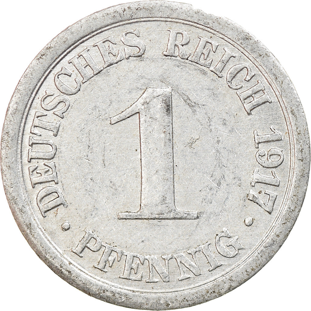 Monnaie, GERMANY - EMPIRE, Wilhelm II, Pfennig, 1917, Berlin, TTB, Aluminium