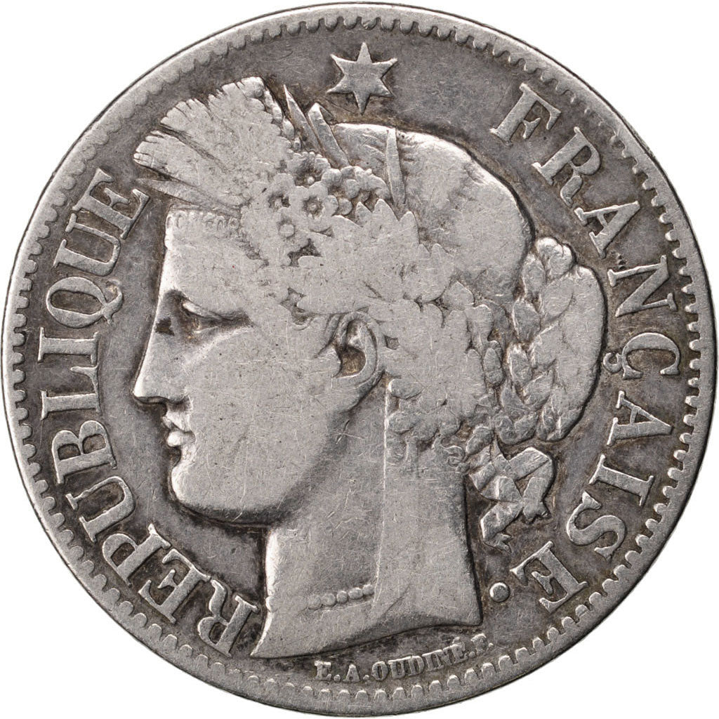 FRANCE, Cérès, 2 Francs, 1850, Paris, KM #760.1, VF(20-25), Silver, Gadoury #522