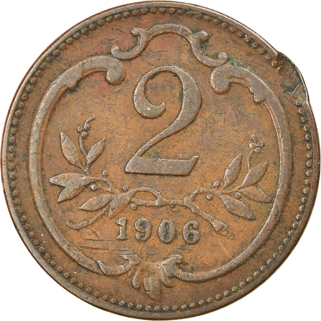 Moneta, Austria, Franz Joseph I, 2 Heller, 1906, BB, Bronzo, KM:2801