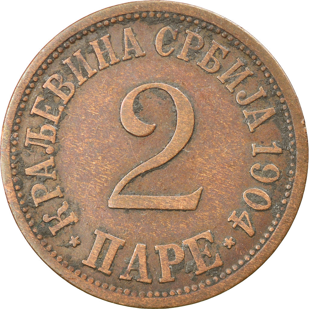 Münze, Serbien, Peter I, 2 Pare, 1904, SS, Bronze, KM:23
